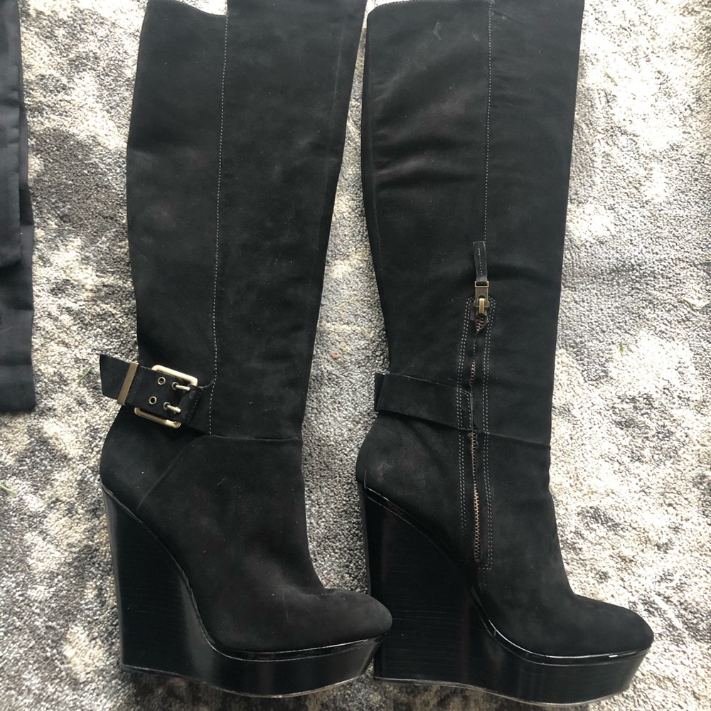 Brian Atwood Suede Black Boots